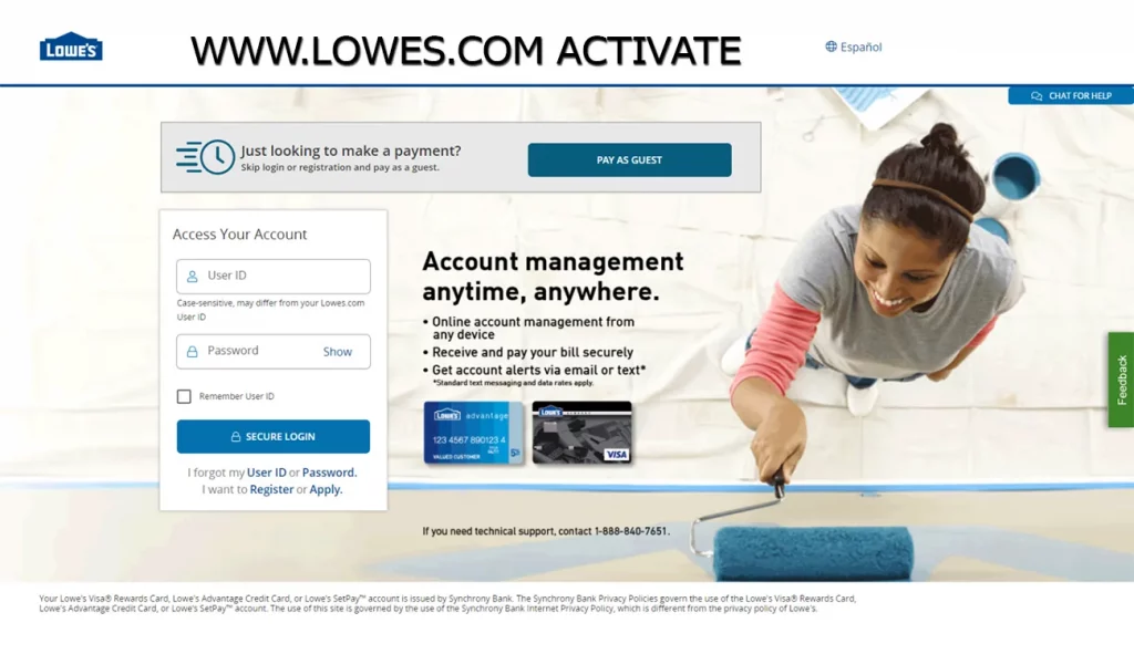 Activate Your New Lowe's Credit Card Online at lowes.com
